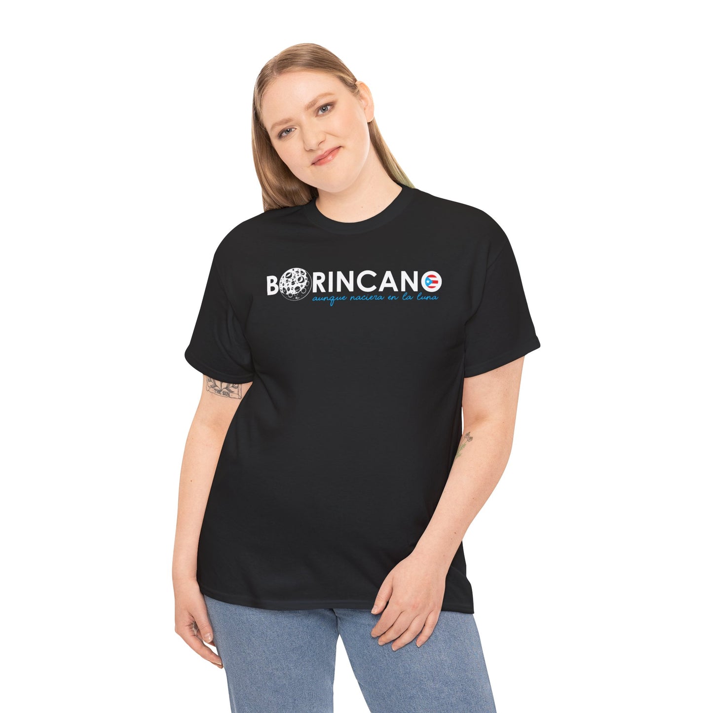 BORINCANO aunque naciera en la luna Unisex Heavy Cotton Tee