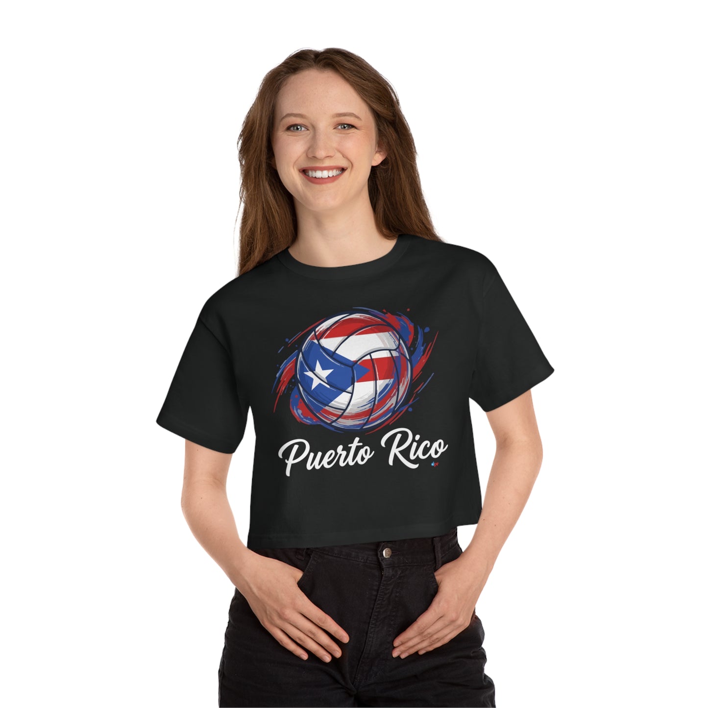 Puerto Rico Volleyball Women's Flowy Cropped Tee | Puerto Rican Volleyball Shirt