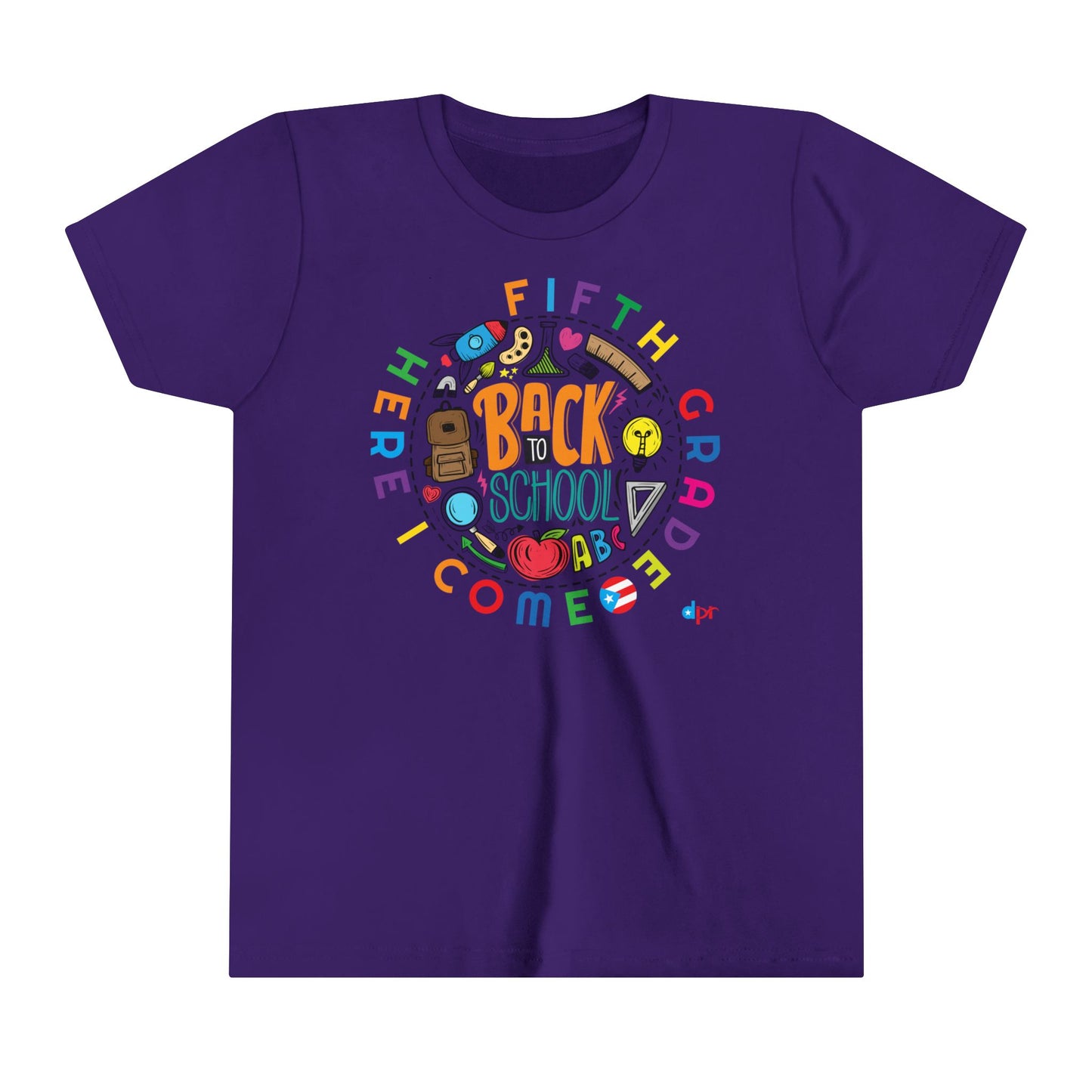 Fifth Grade Here I Come Back to Shool Boricua Youth Short Sleeve Tee