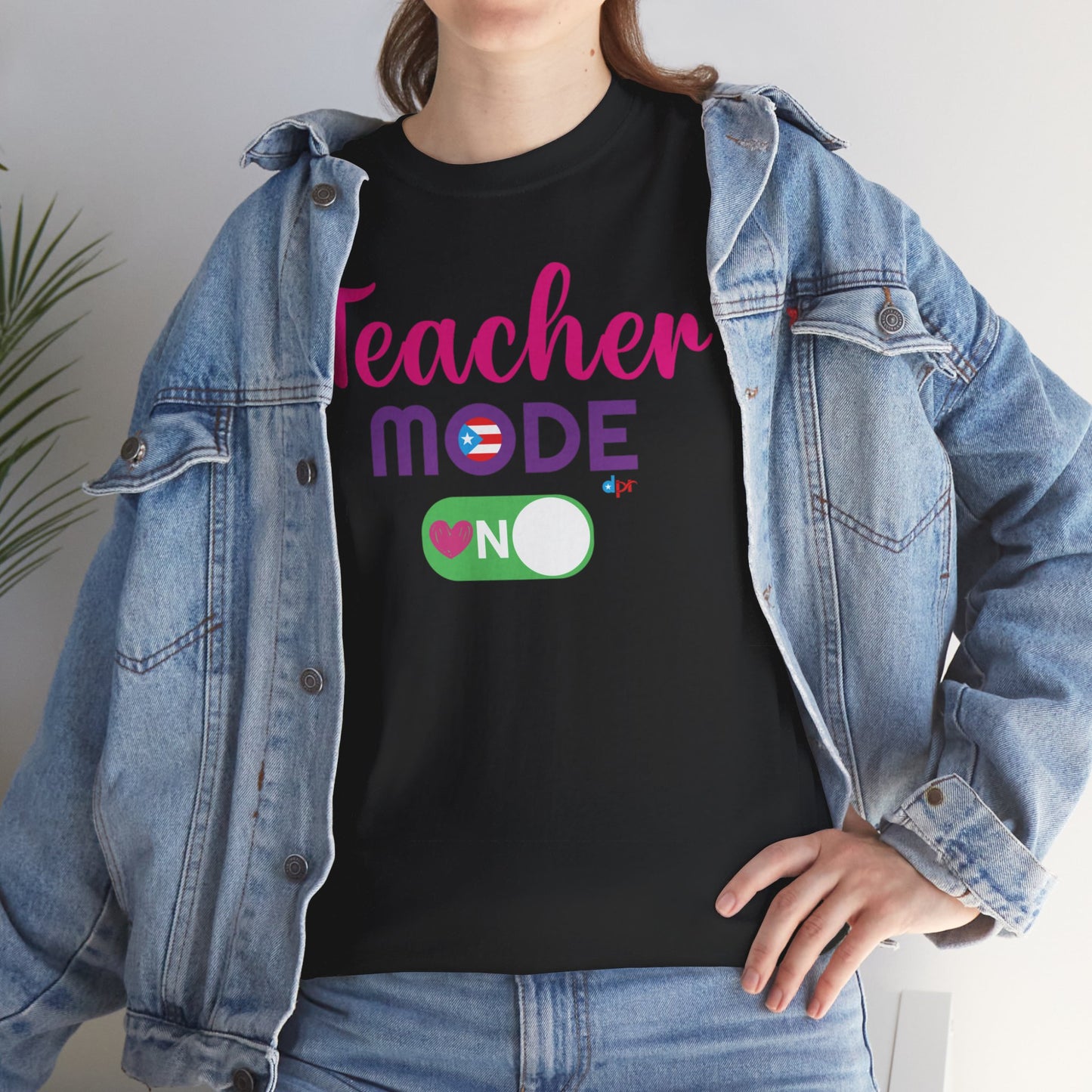 Teacher Mode ON - Back to School Boricua Teacher Heavy Cotton Tee