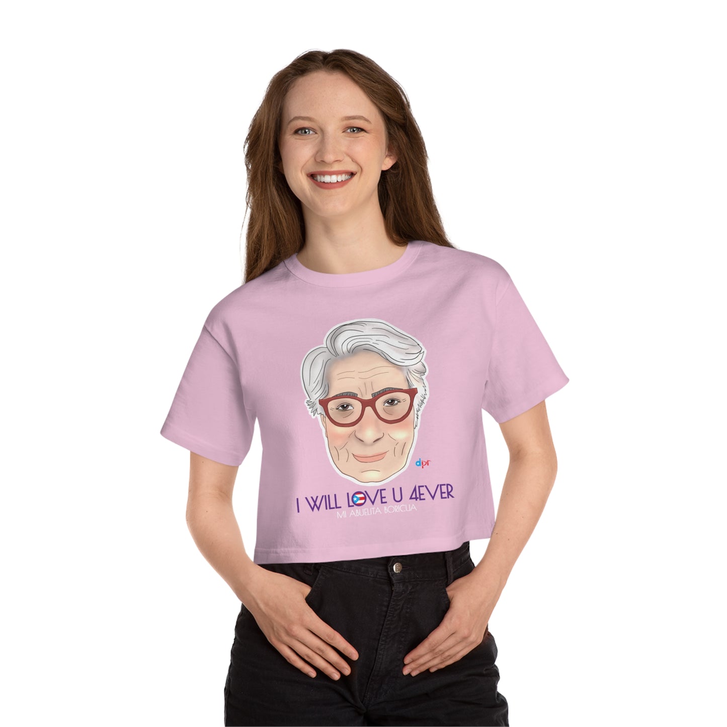 I Will Love You Forever Abuelita Boricua Women's Flowy Cropped Tee