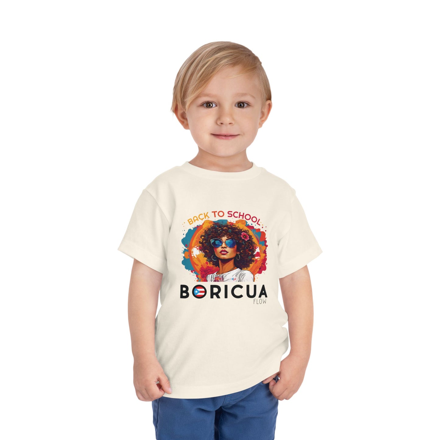 Back to School Boricua Girl Flow Black Toddler Short Sleeve Tee