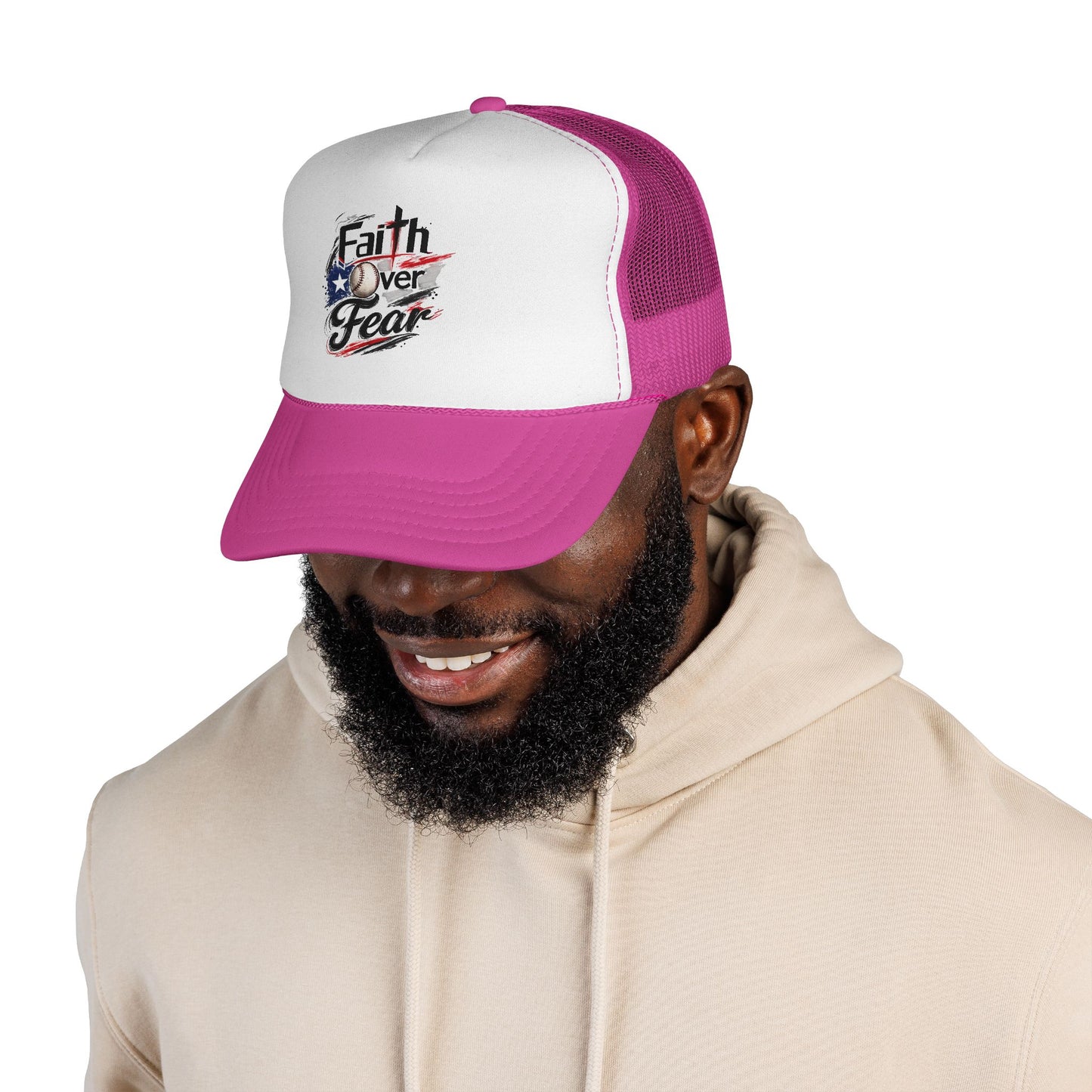Faith Over Fear Puerto Rican Flag Baseball Trucker Caps FREE SHIPPING