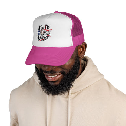 Faith Over Fear Puerto Rican Flag Baseball Trucker Caps FREE SHIPPING