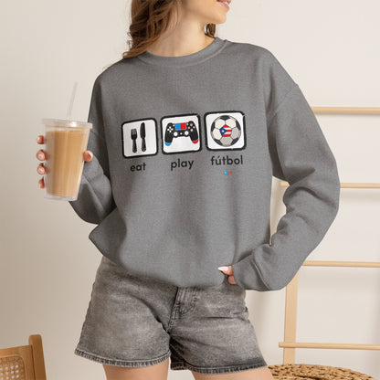 Eat Play Soccer Puerto Rican Flag Heavy Blend™ Crewneck Sweatshirt