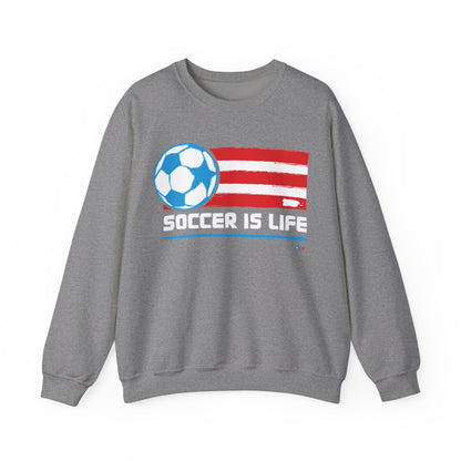 Soccer is life Puerto Rican Flag Heavy Blend™ Crewneck Sweatshirt