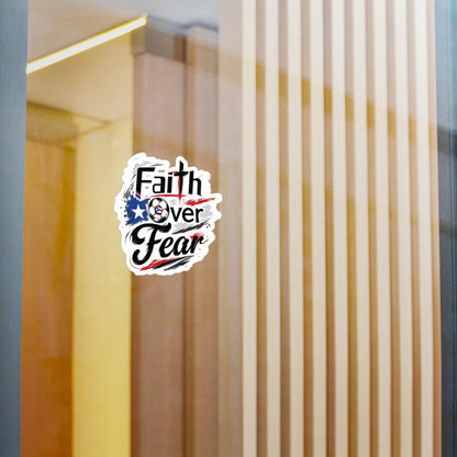 Faith Over Fear Puerto Rican Flag Soccer Ball Waterproof Kiss-Cut Vinyl Decal