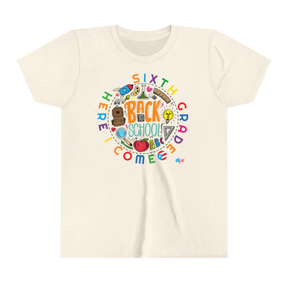 Sixth Grade Here I Come Back to Shool Boricua Youth Short Sleeve Tee