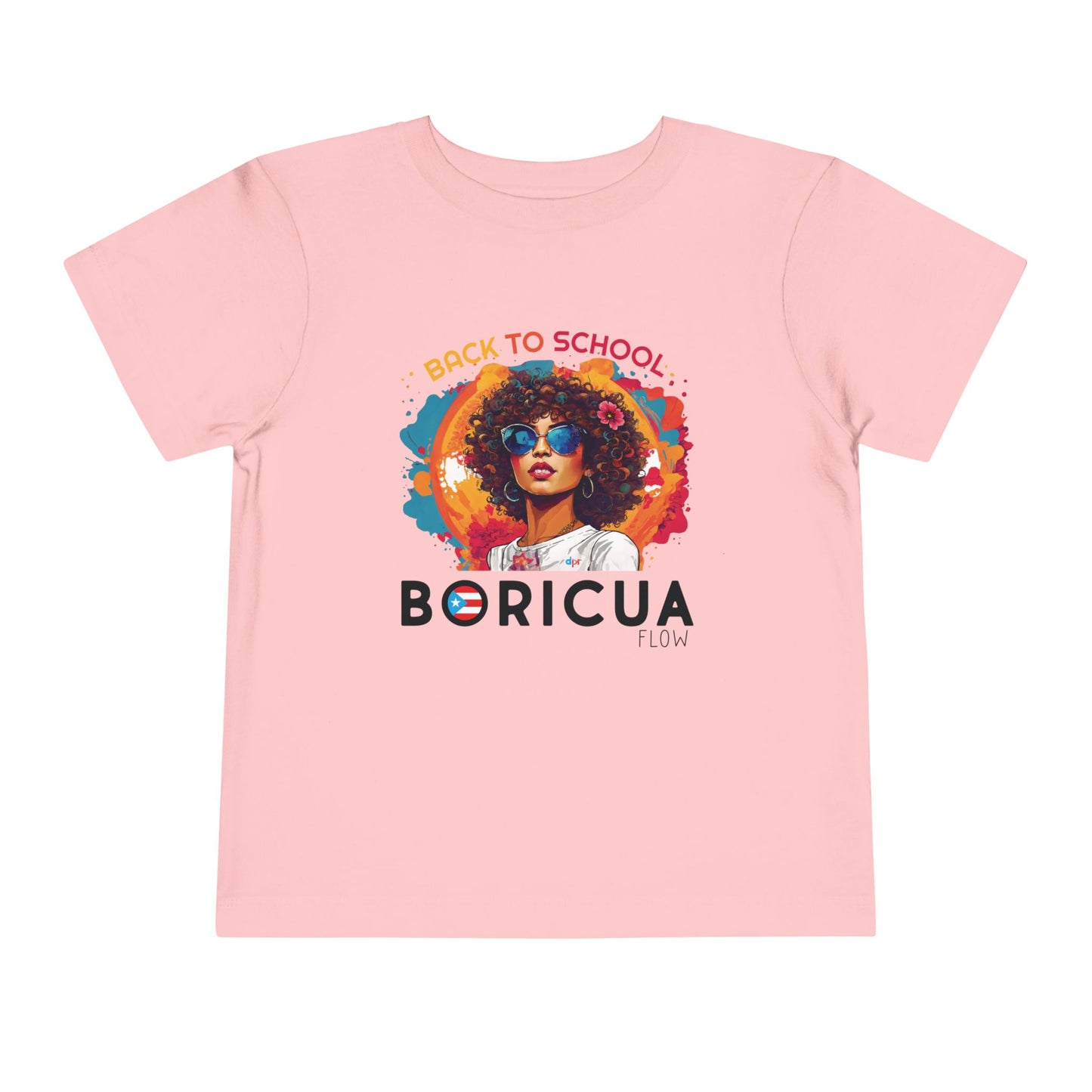 Back to School Boricua Girl Flow Black Toddler Short Sleeve Tee