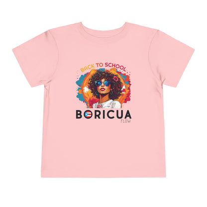 Back to School Boricua Girl Flow Black Toddler Short Sleeve Tee