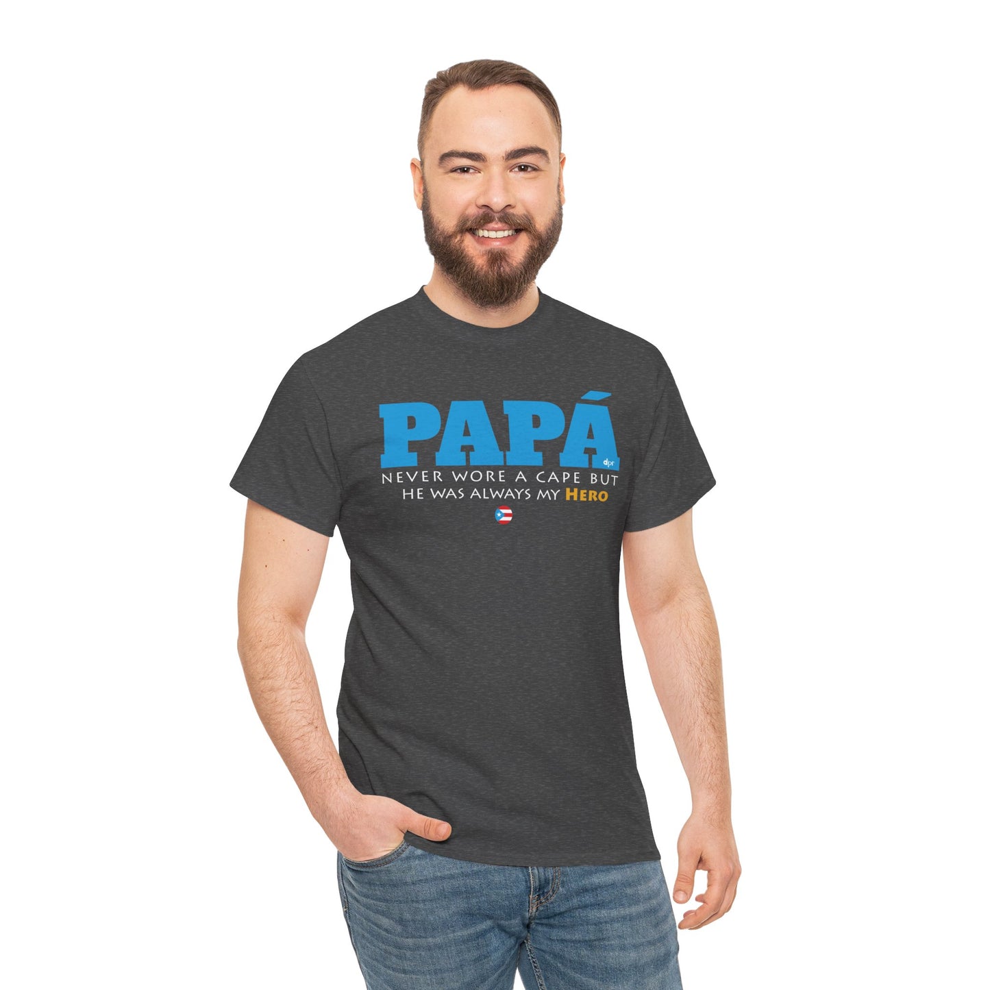Papá My Hero Blue Heavy Cotton Tee