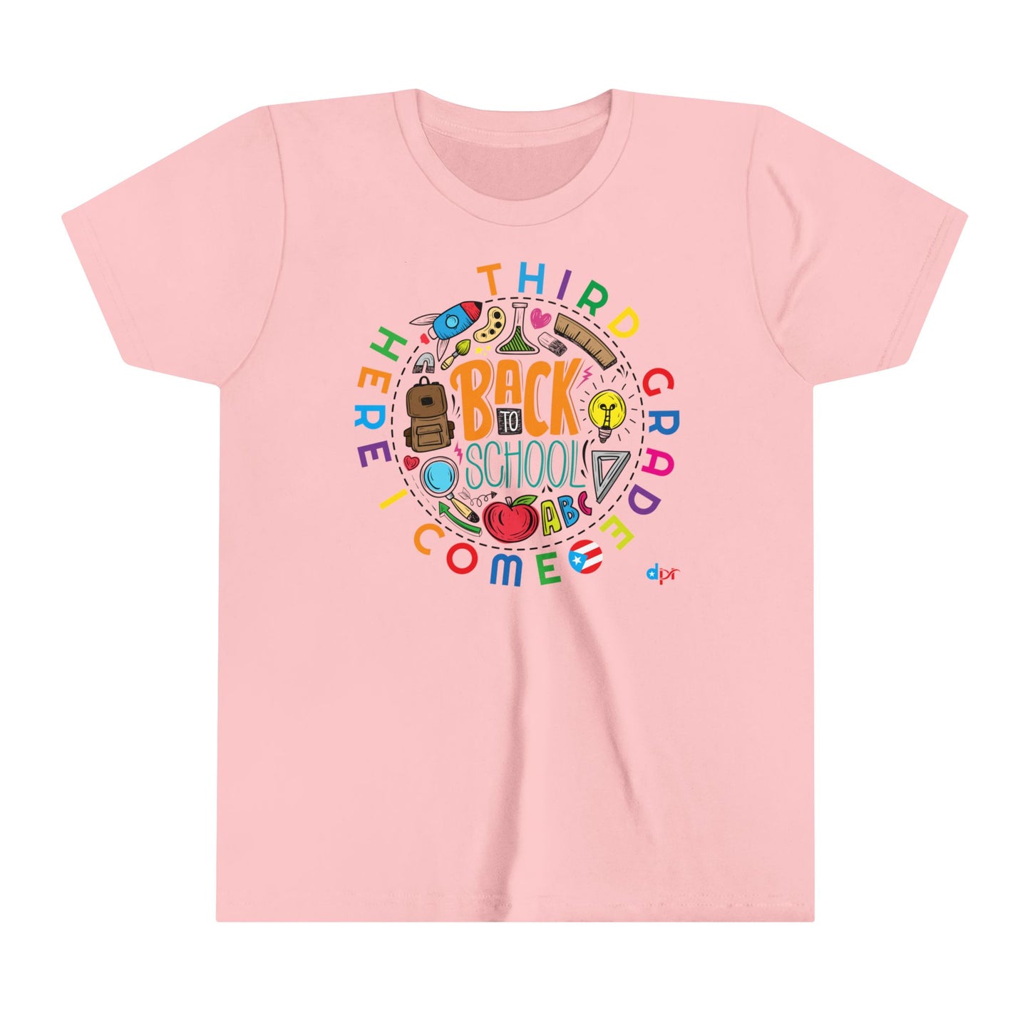 Third Grade Here I Come Back to Shool Boricua Youth Short Sleeve Tee