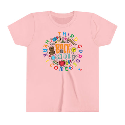 Third Grade Here I Come Back to Shool Boricua Youth Short Sleeve Tee
