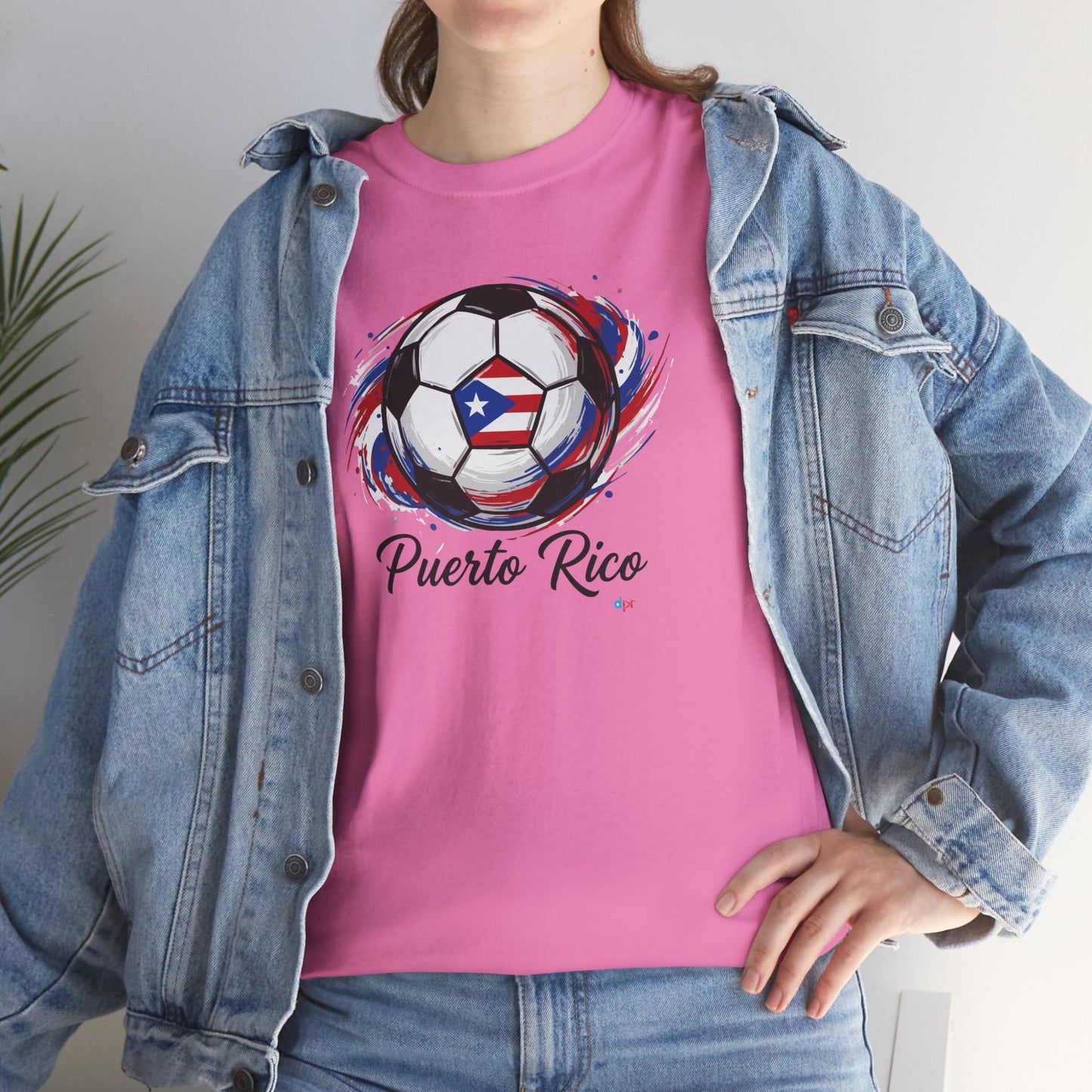 Puerto Rico Soccer Ball Flag | Unisex Heavy Cotton T-Shirt
