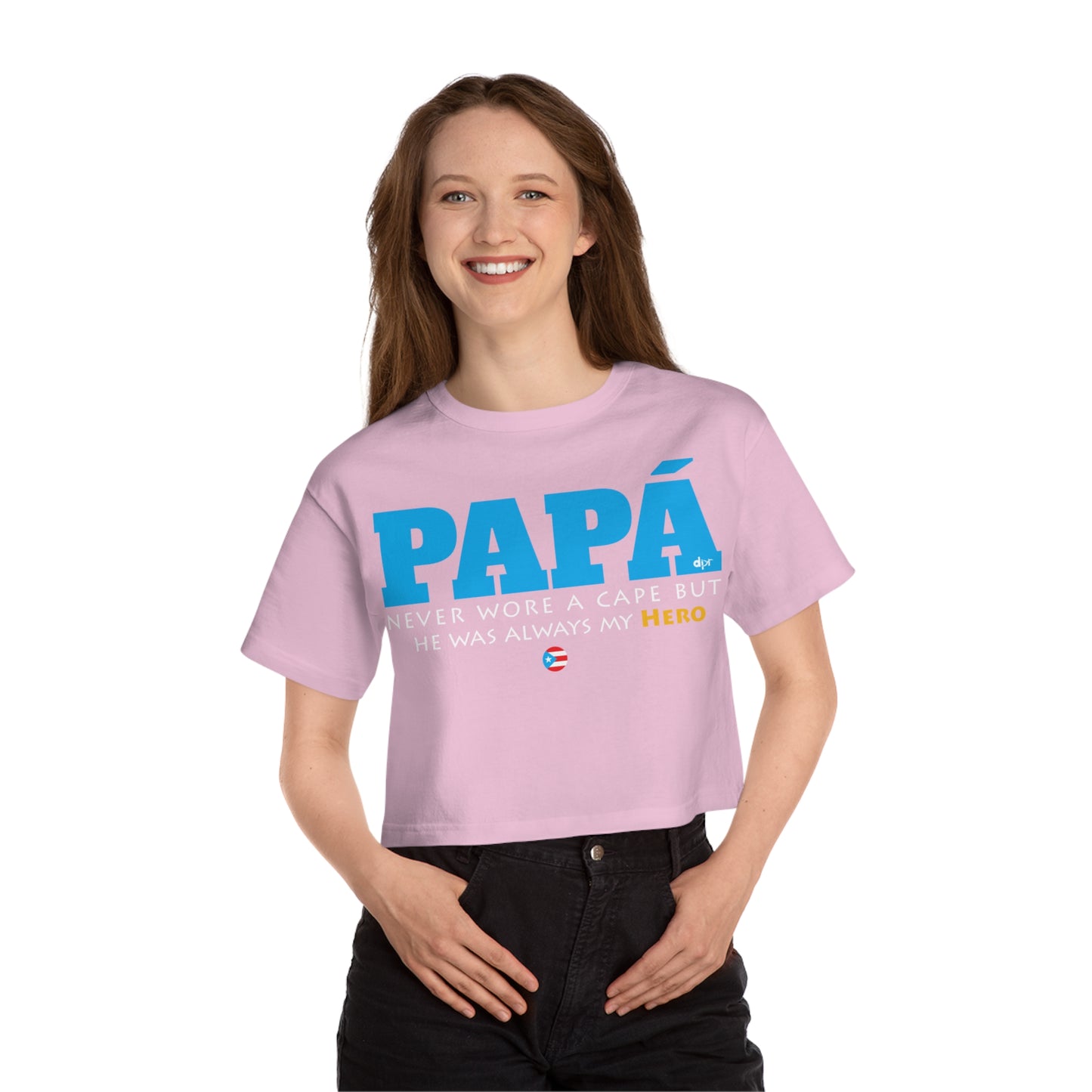 Papá My Hero Blue Women's Flowy Cropped Tee