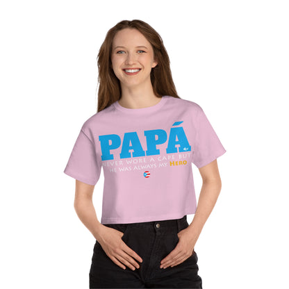 Papá My Hero Blue Women's Flowy Cropped Tee
