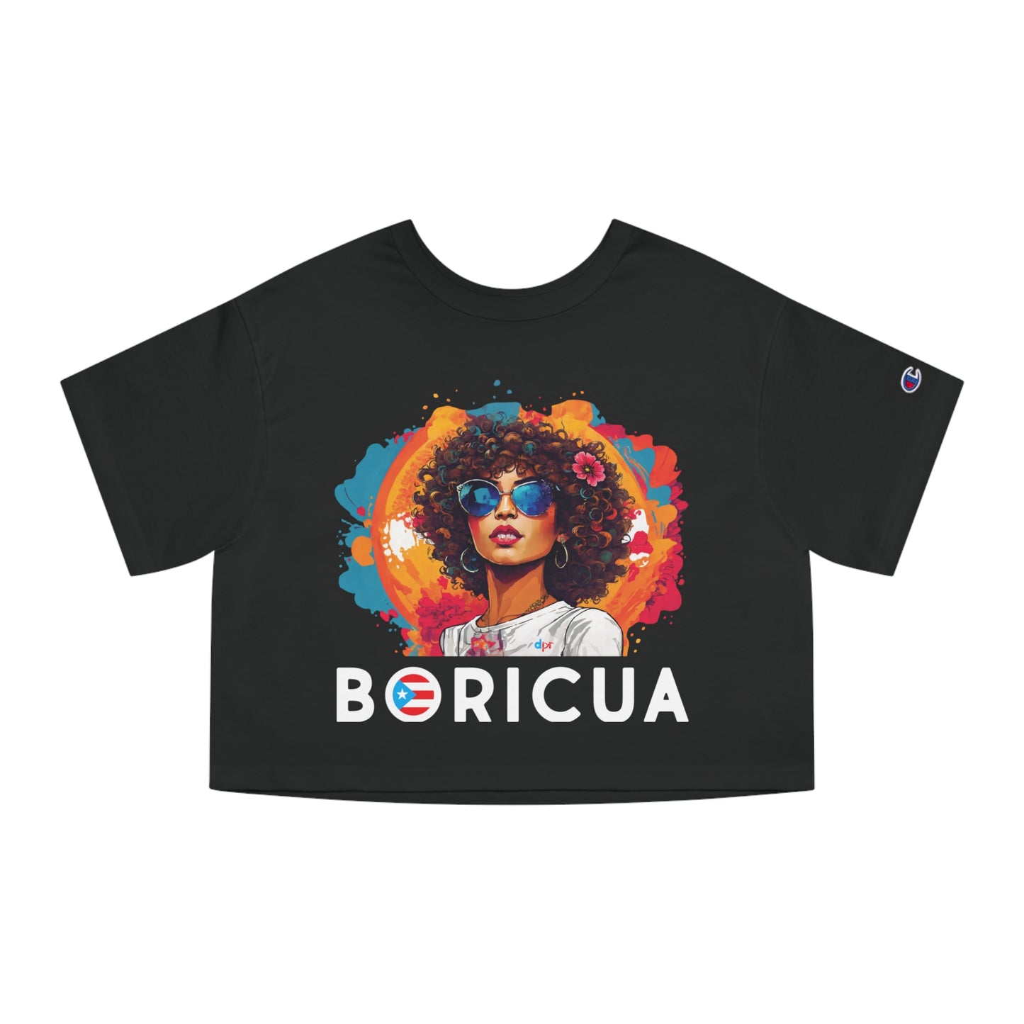 Boricua Girl Black Women's Flowy Cropped Tee