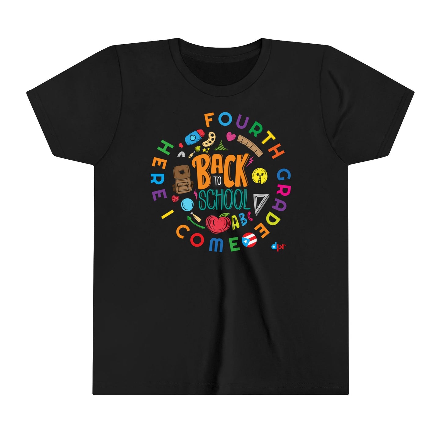 Fourth Grade Here I Come Back to Shool Boricua Youth Short Sleeve Tee