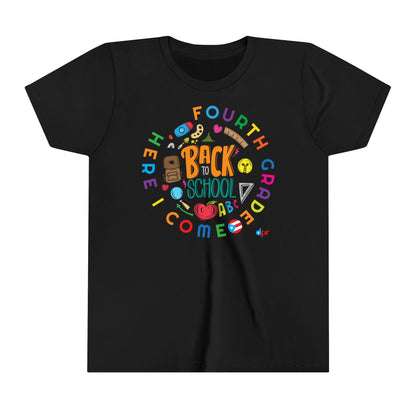 Fourth Grade Here I Come Back to Shool Boricua Youth Short Sleeve Tee