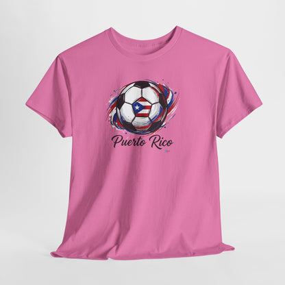 Puerto Rico Soccer Ball Flag | Unisex Heavy Cotton T-Shirt