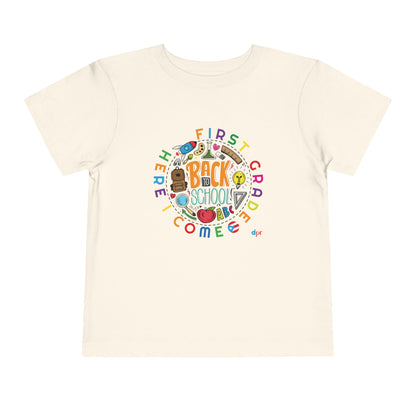 First Grade Here I Come - Back to School Boricua Toddler Short Sleeve Tee