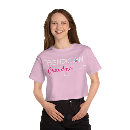 Bendicion Grandma Boricua Flowy Cropped Tee