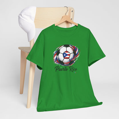 Puerto Rico Soccer Ball Flag | Unisex Heavy Cotton T-Shirt