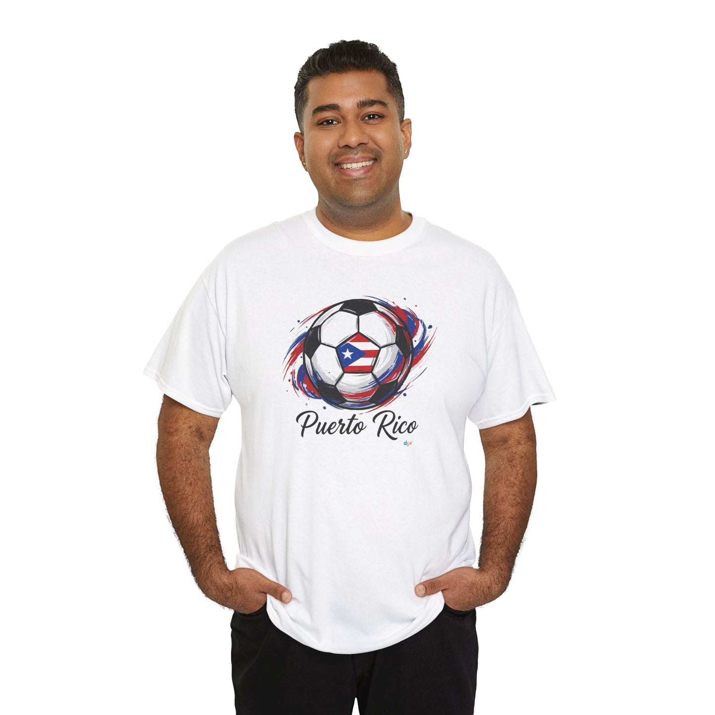 Puerto Rico Soccer Ball Flag | Unisex Heavy Cotton T-Shirt