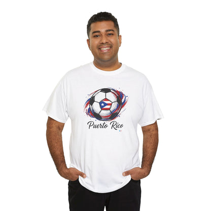 Puerto Rico Soccer Ball Flag | Unisex Heavy Cotton T-Shirt