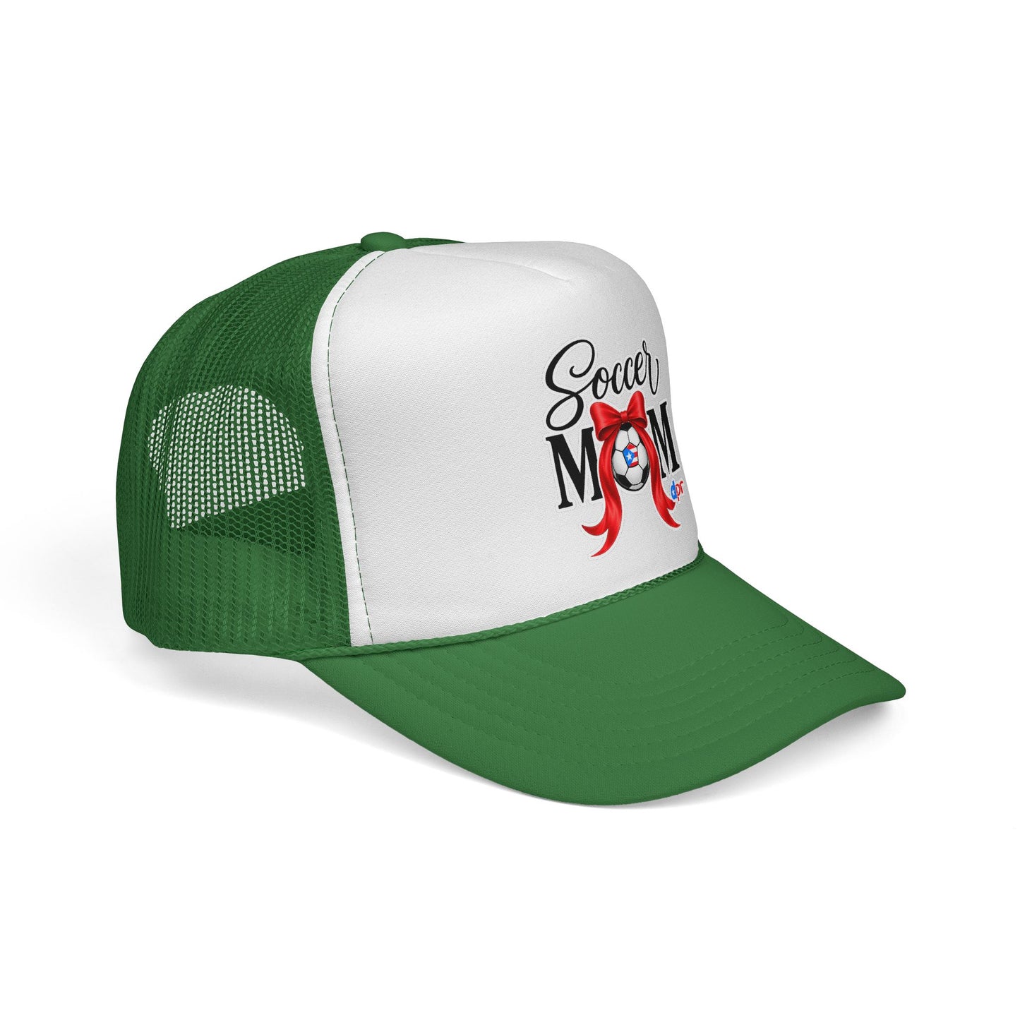 Soccer Mom Boricua Red Bow Puerto Rican Flag Trucker Caps FREE SHIPPING