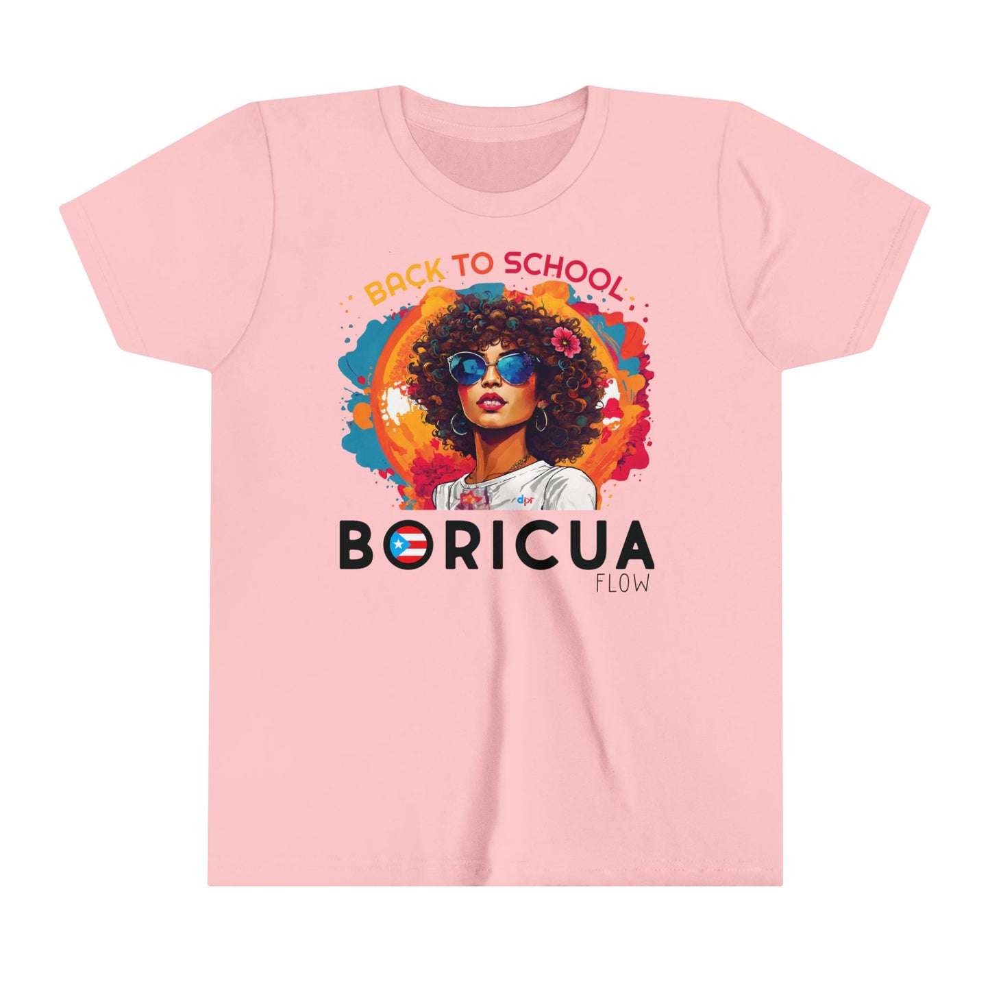 Back to School Boricua Girl Flow Black Youth Short Sleeve Tee