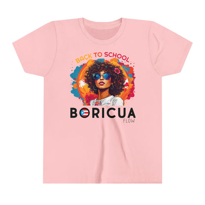 Back to School Boricua Girl Flow Black Youth Short Sleeve Tee