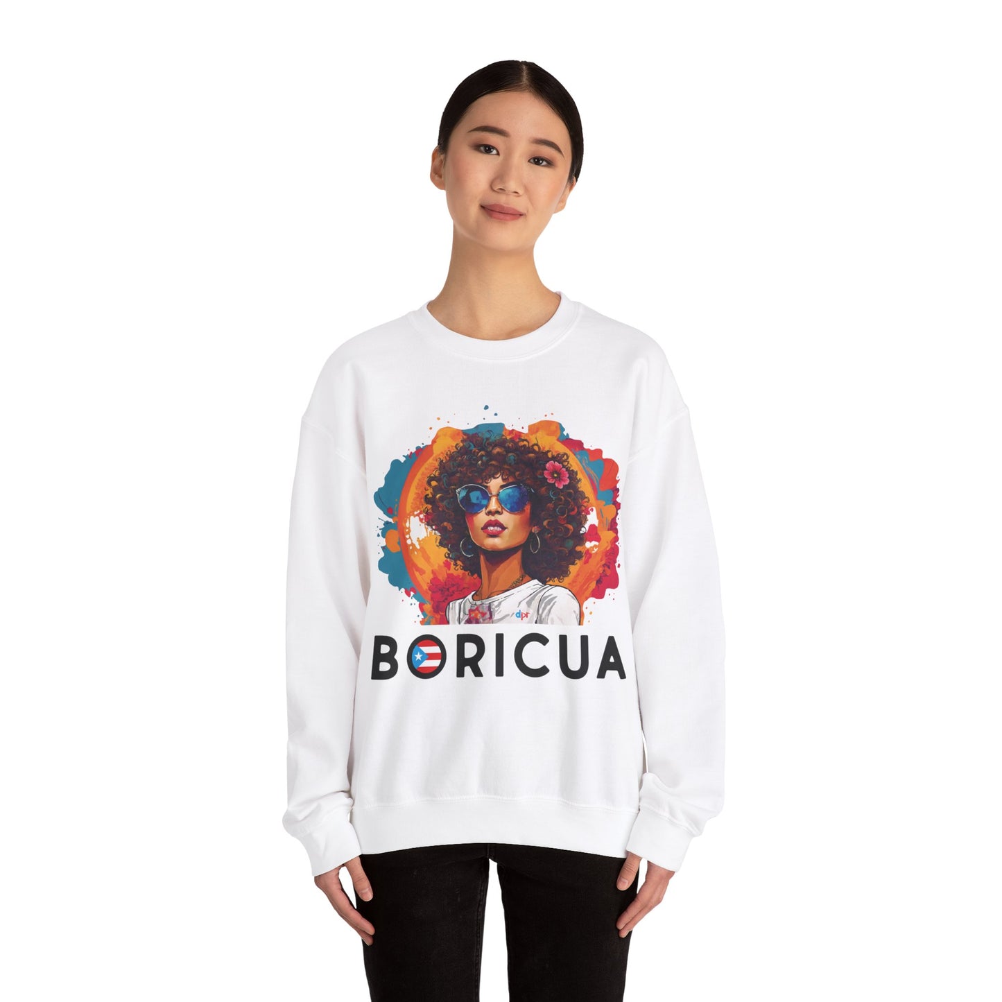 Boricua Girl Black Unisex Heavy Blend™ Crewneck Sweaters