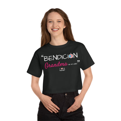 Bendicion Grandma Boricua Flowy Cropped Tee