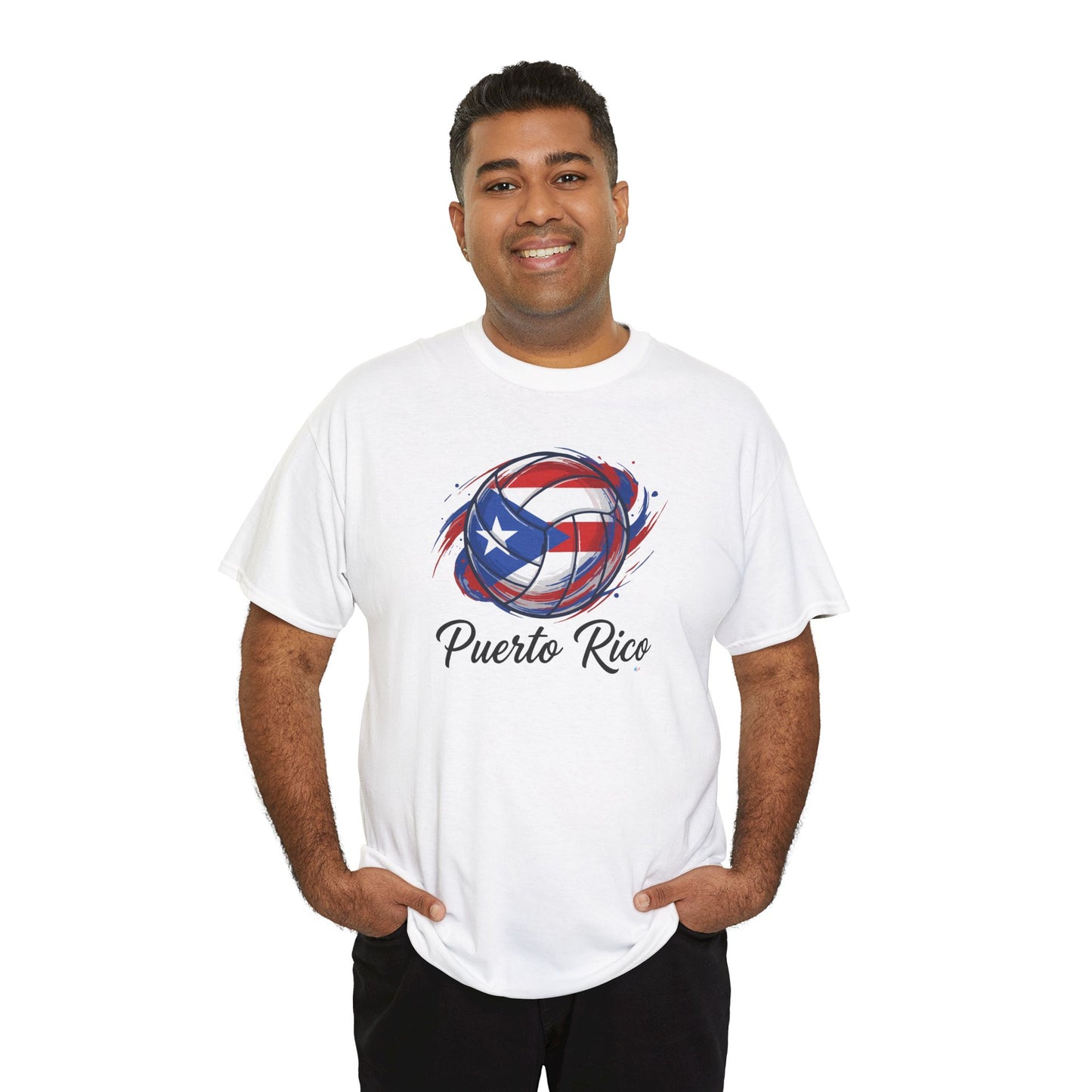 Puerto Rico Volleyball Flag | Unisex Heavy Cotton T-Shirt