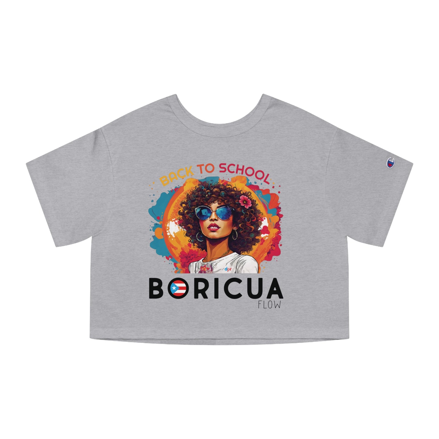 Back To School Boricua Girl Flow Black T Shirt Flowy Cropped Tee