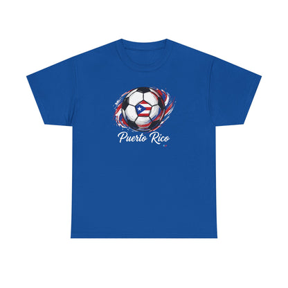 Puerto Rico Soccer Ball Flag | Unisex Heavy Cotton T-Shirt