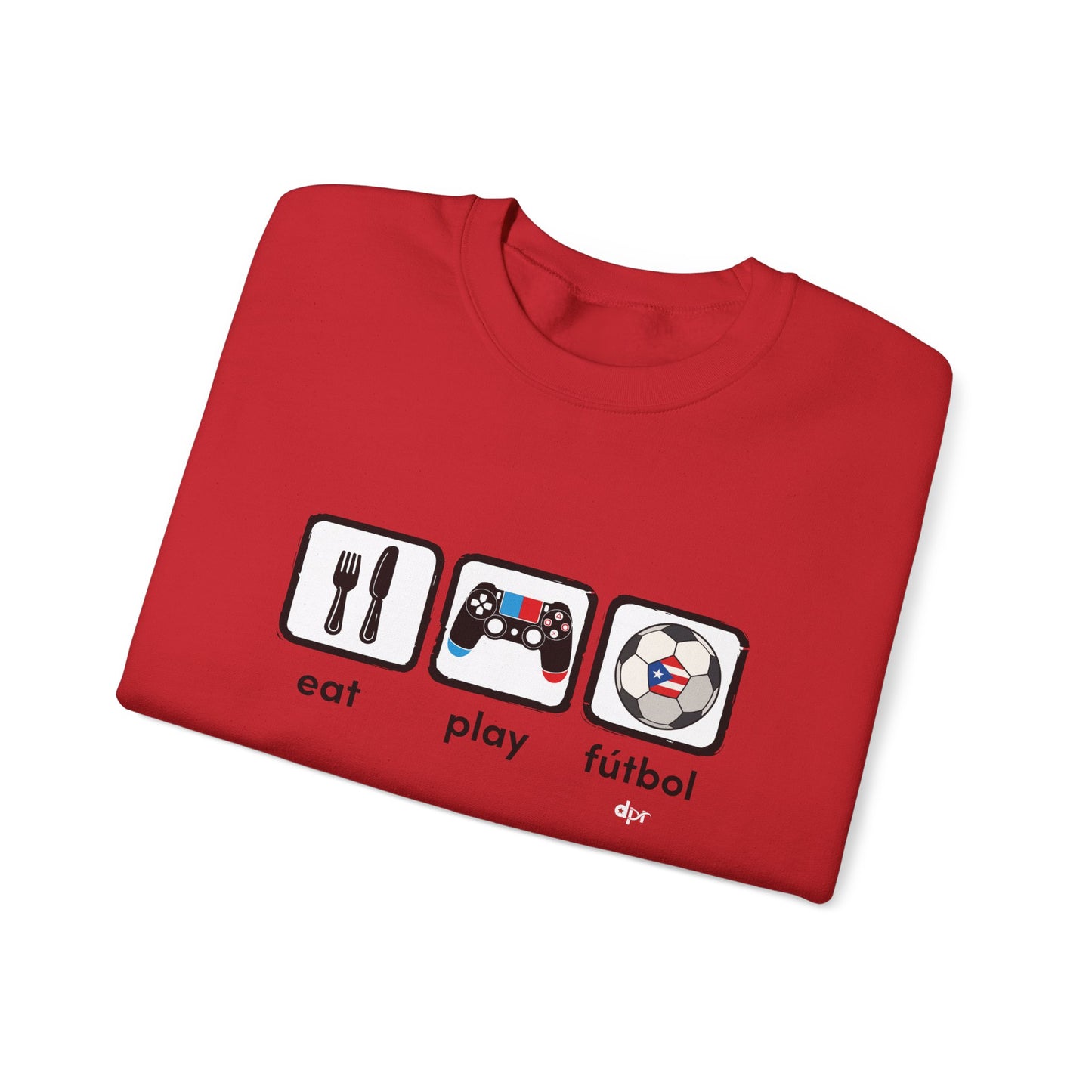 Eat Play Soccer Puerto Rican Flag Heavy Blend™ Crewneck Sweatshirt