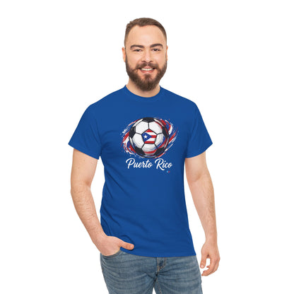 Puerto Rico Soccer Ball Flag | Unisex Heavy Cotton T-Shirt