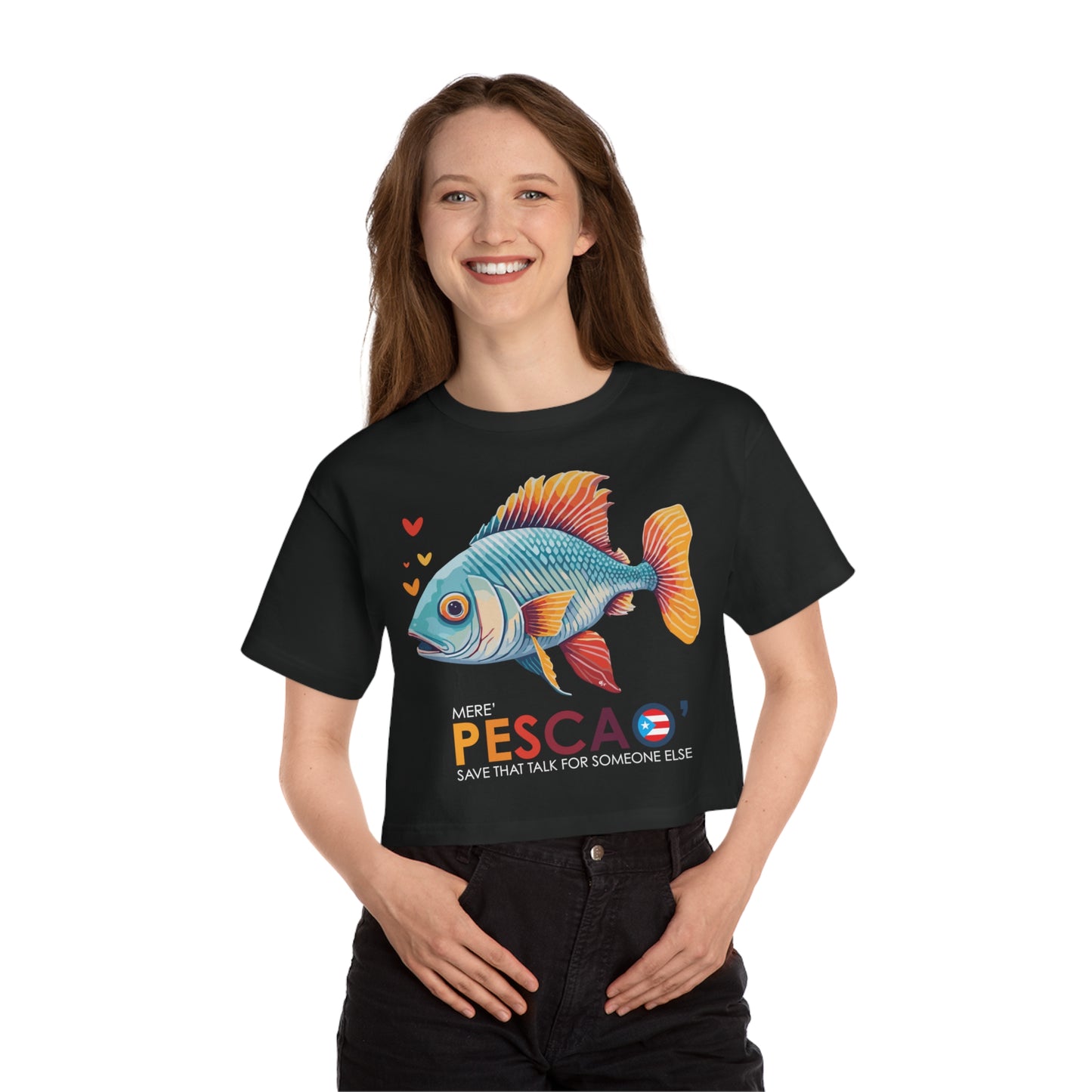 Mere' Pescao Save that Talk Flowy Cropped Tee