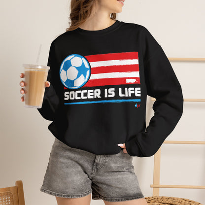 Soccer is life Puerto Rican Flag Heavy Blend™ Crewneck Sweatshirt