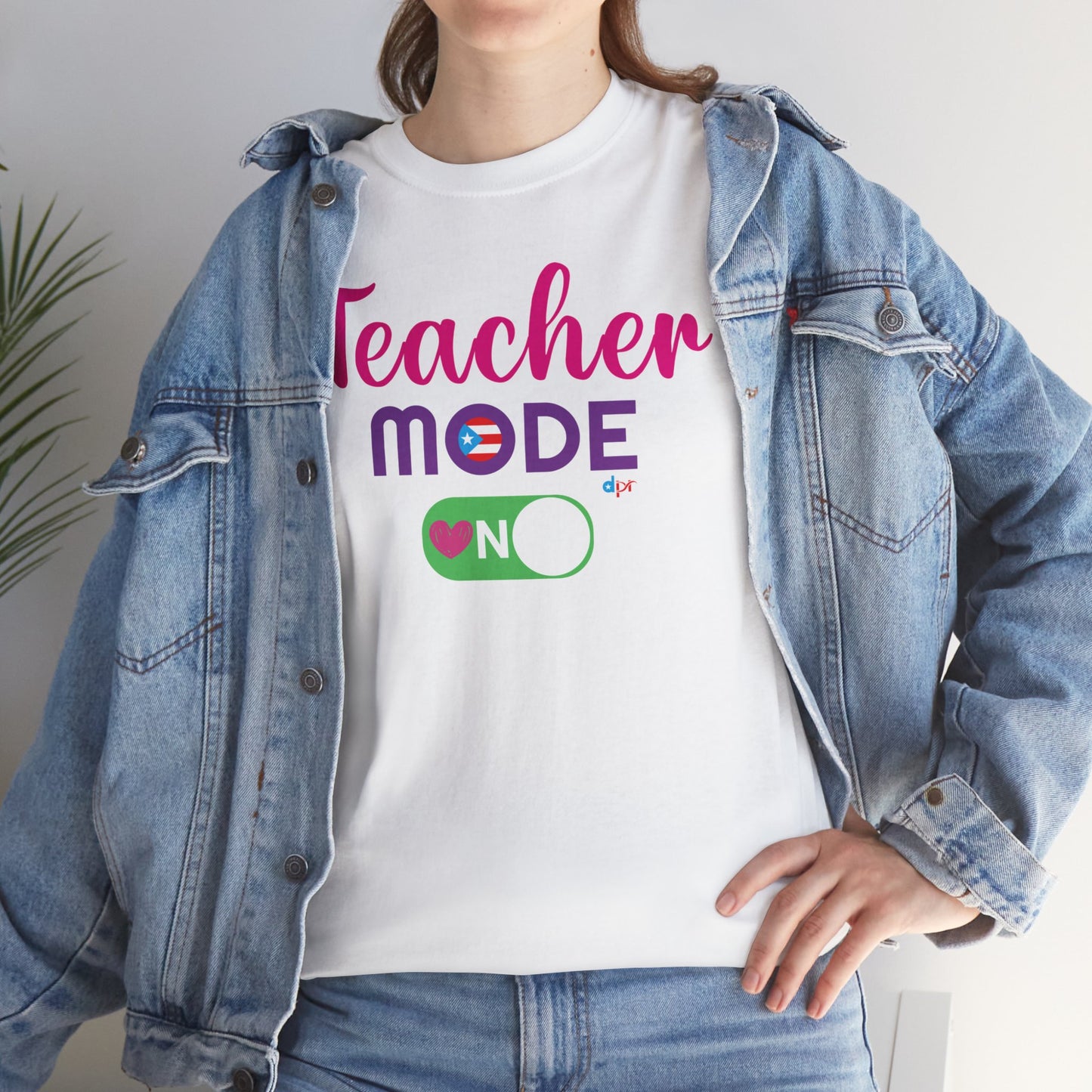 Teacher Mode ON - Back to School Boricua Teacher Heavy Cotton Tee