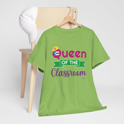 Queen of the Classroom - Back to School Boricua Teacher Heavy Cotton Tee