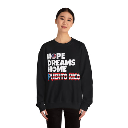 HOPE DREAMS HOME BANDERA Puerto Rico Heavy Blend™ Crewneck Sweaters