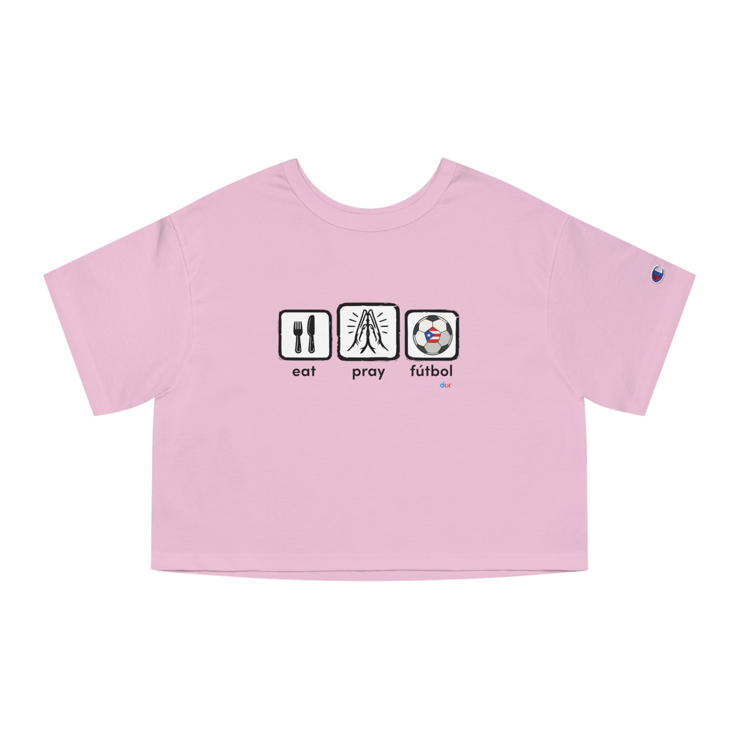Eat Pray Fútbol Graphic Tee | Puerto Rican Flag Soccer Flowy Cropped Tee