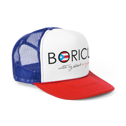 Boricua with my Island in my Heart Puerto Rican Pride Trucker Caps FREE SHIPPING