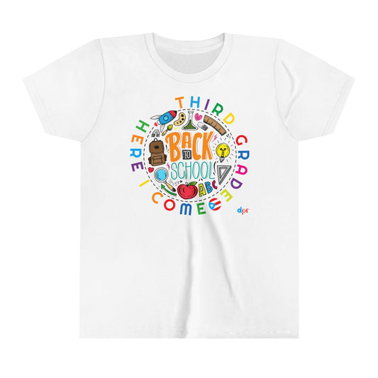 Third Grade Here I Come Back to Shool Boricua Youth Short Sleeve Tee