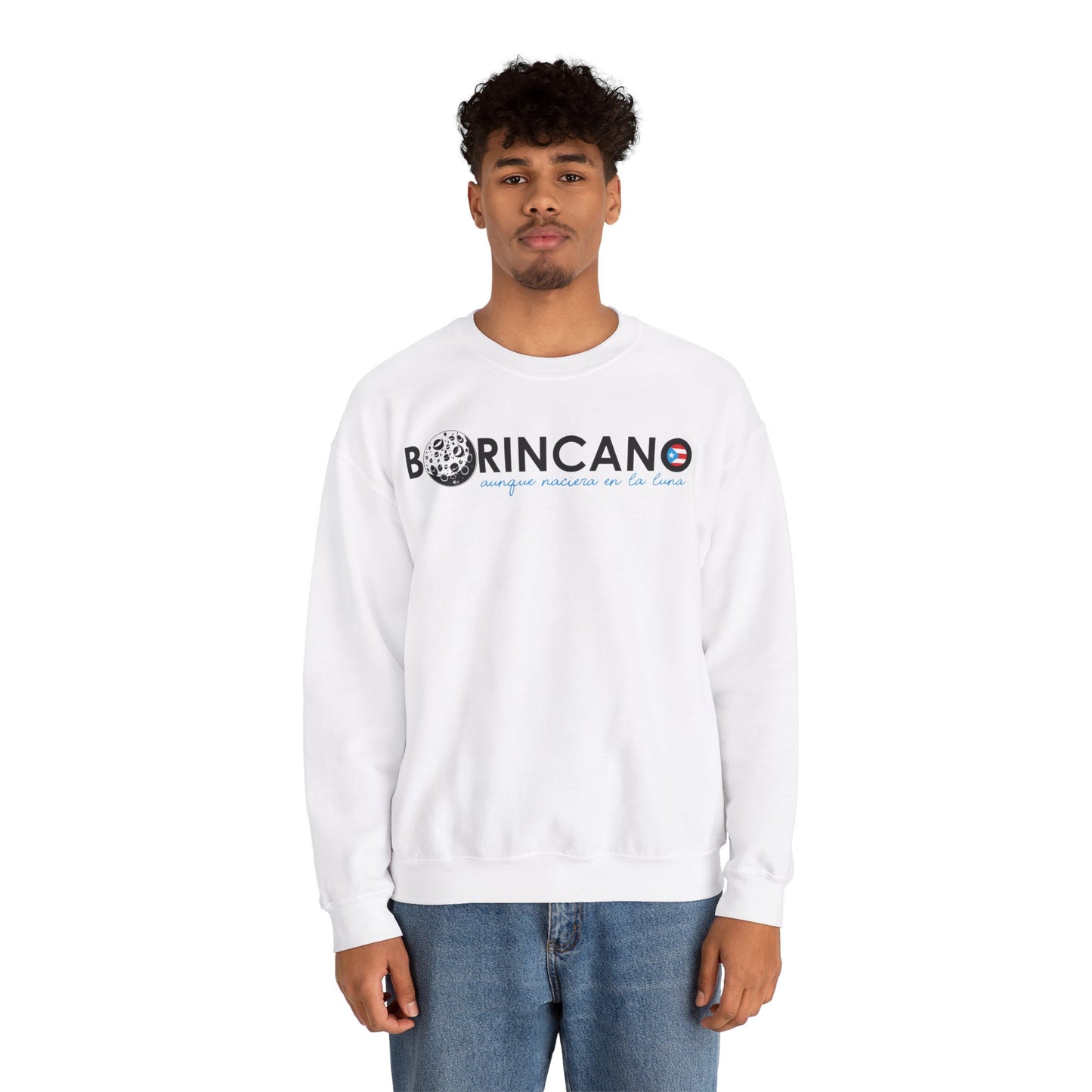 BORINCANO aunque naciera en la luna Unisex Heavy Blend™ Crewneck Sweaters