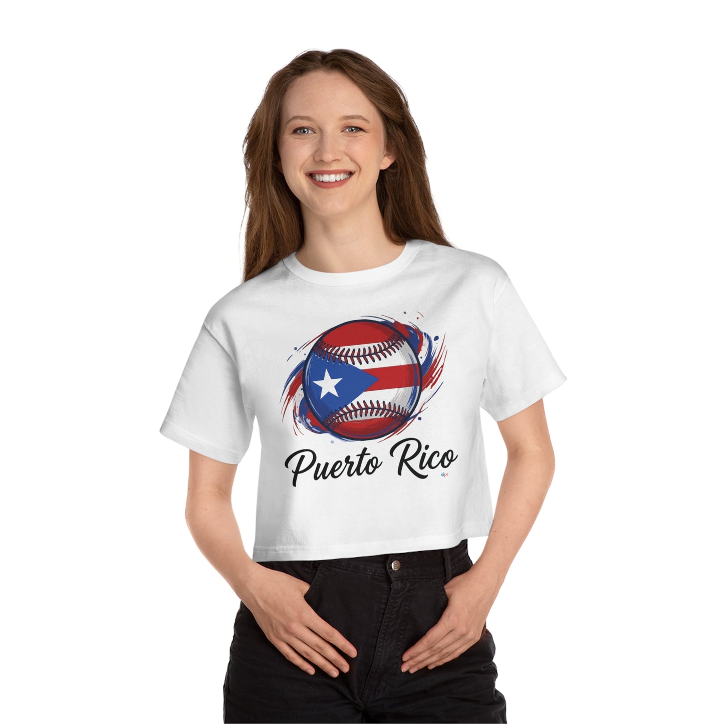 Puerto Rico Baseball Women's Flowy Cropped Tee | Puerto Rican Baseball Shirt
