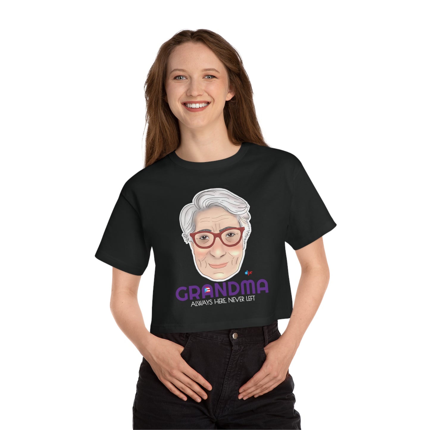 Abuela Boricua Always Here Never Left Women's Flowy Cropped Tee